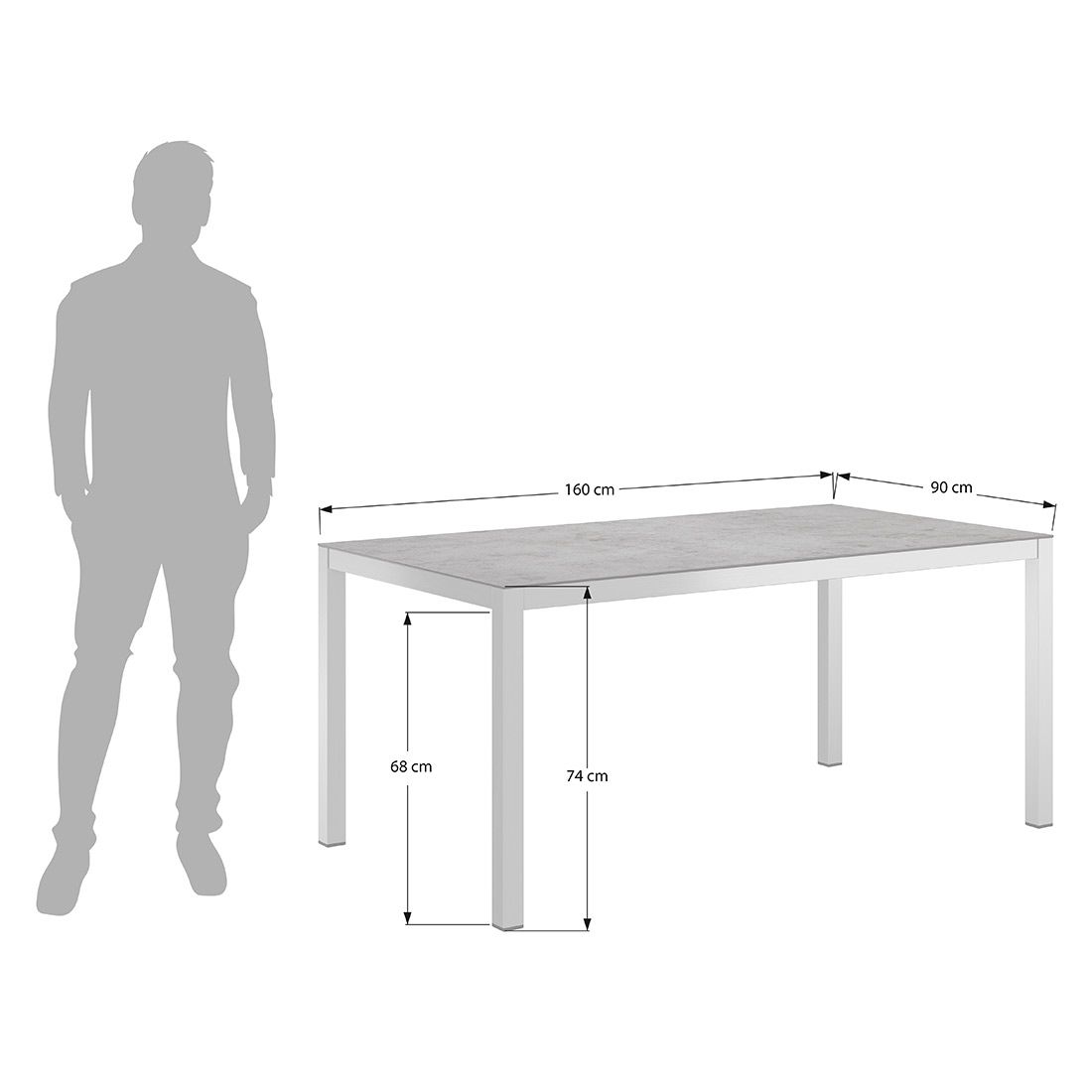 OUTLIV. Gartentisch 160x90cm Edelstahl/Glas-Keramikoptik
