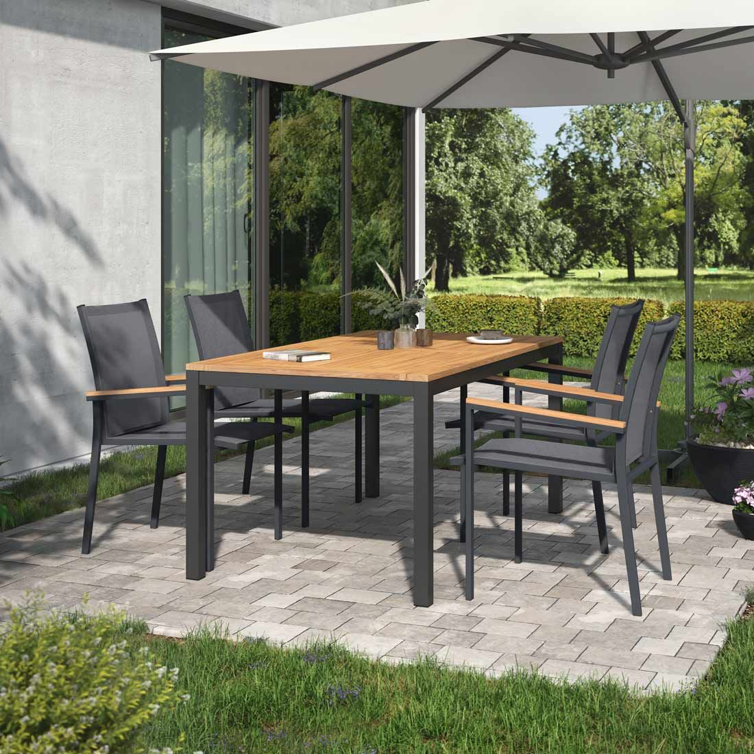 OUTLIV. Kobe Gartenmöbelset 5-tlg. mit Tisch 160x90 cm