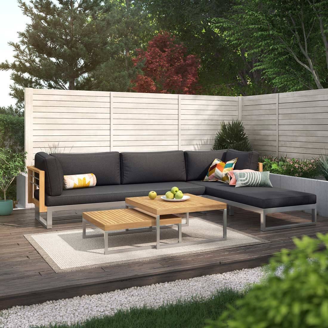 OUTLIV. Hawaii Ecklounge inkl. Loungetisch Edelstahl/Spun Polyester