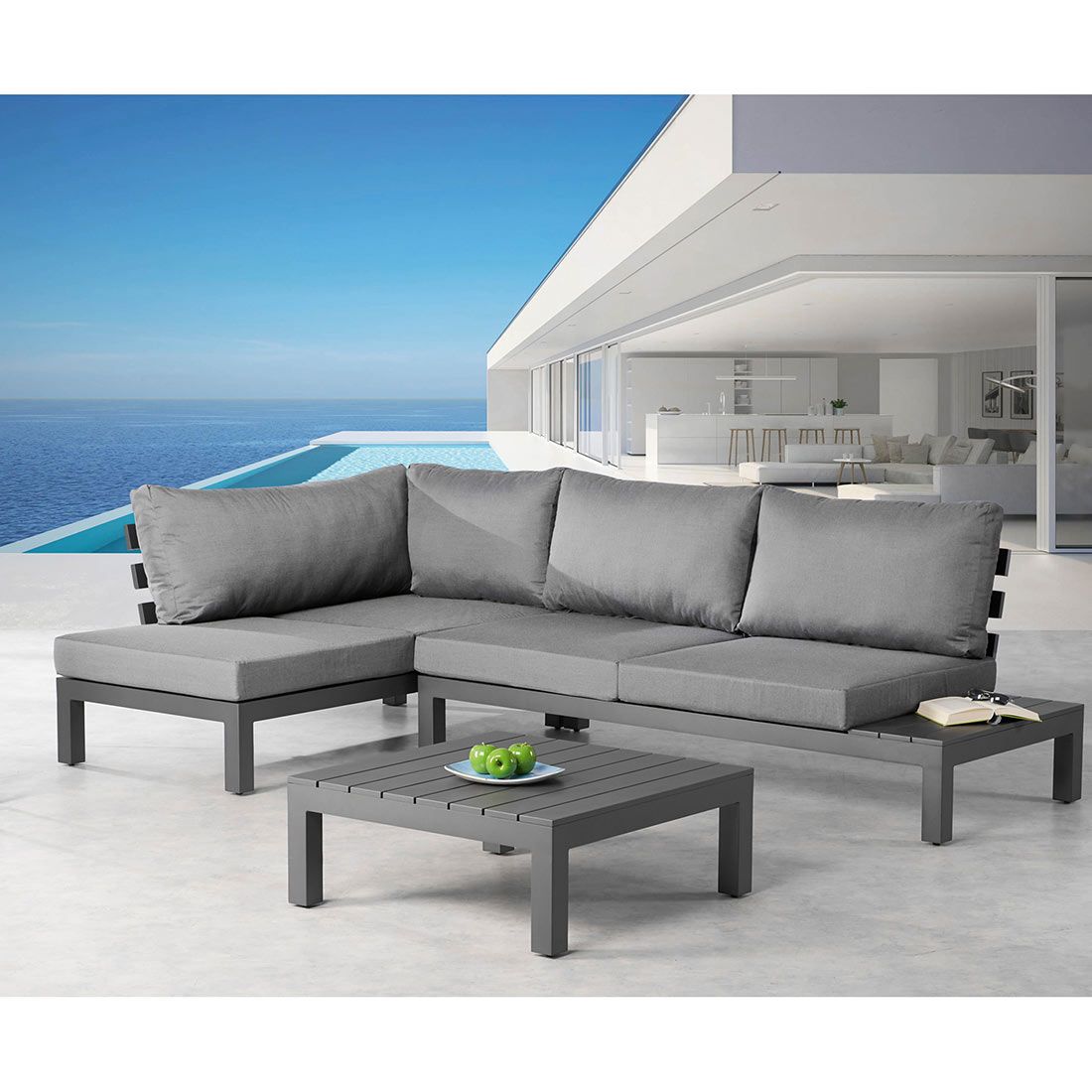 Best Luanda Ecklounge 3tlg. Aluminium/Sensotex