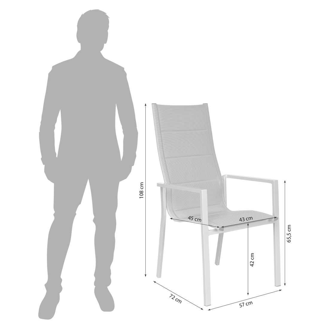 LC Garden Unicamo Stapelsessel Hochlehner Aluminium/Textilene