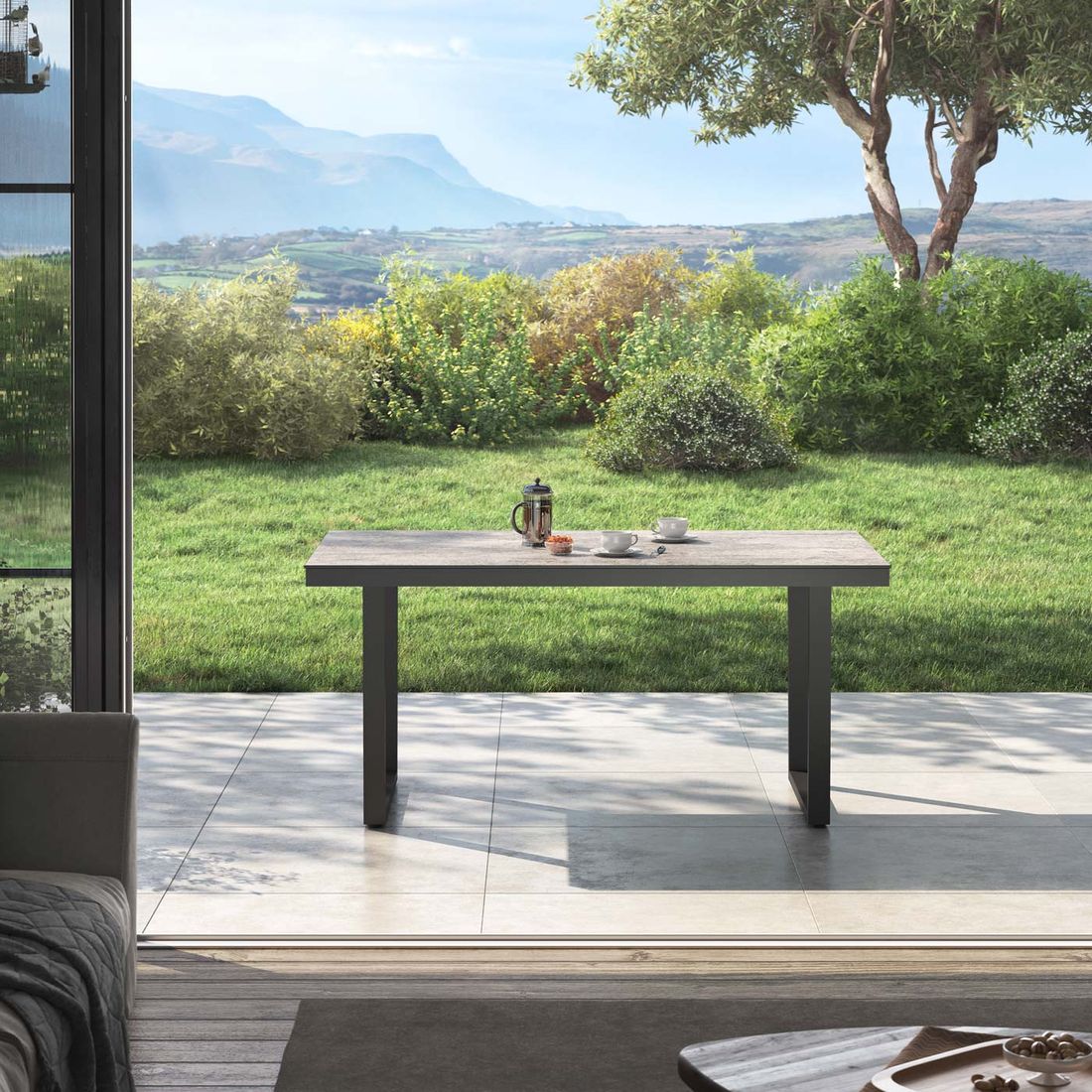 OUTLIV. Gartentisch 160x90cm Edelstahl/Dekton