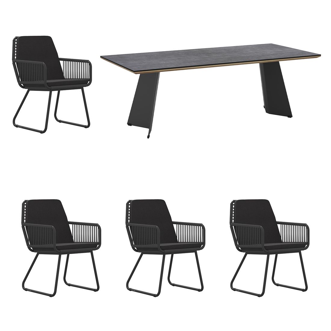 Zebra Flix Gartenmöbel-Set M (4 Plätze) Tisch 230x100cm