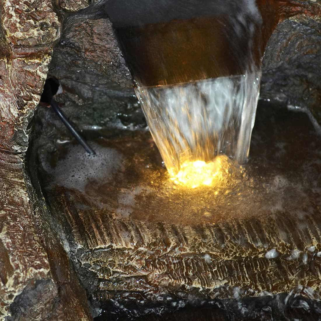 Heissner Baumstamm LED Gartenbrunnen Polyresin