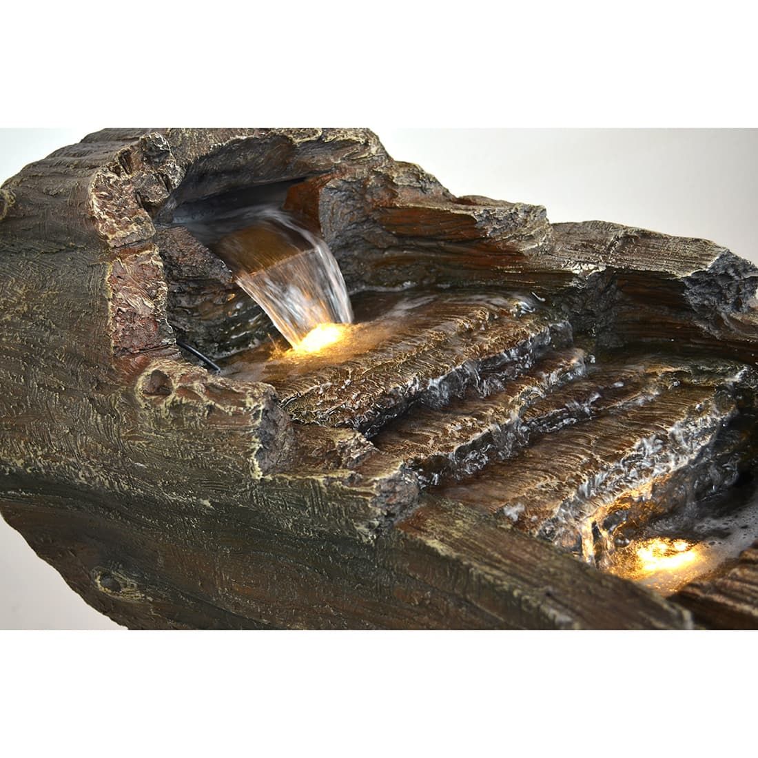 Heissner Baumstamm LED Gartenbrunnen Polyresin