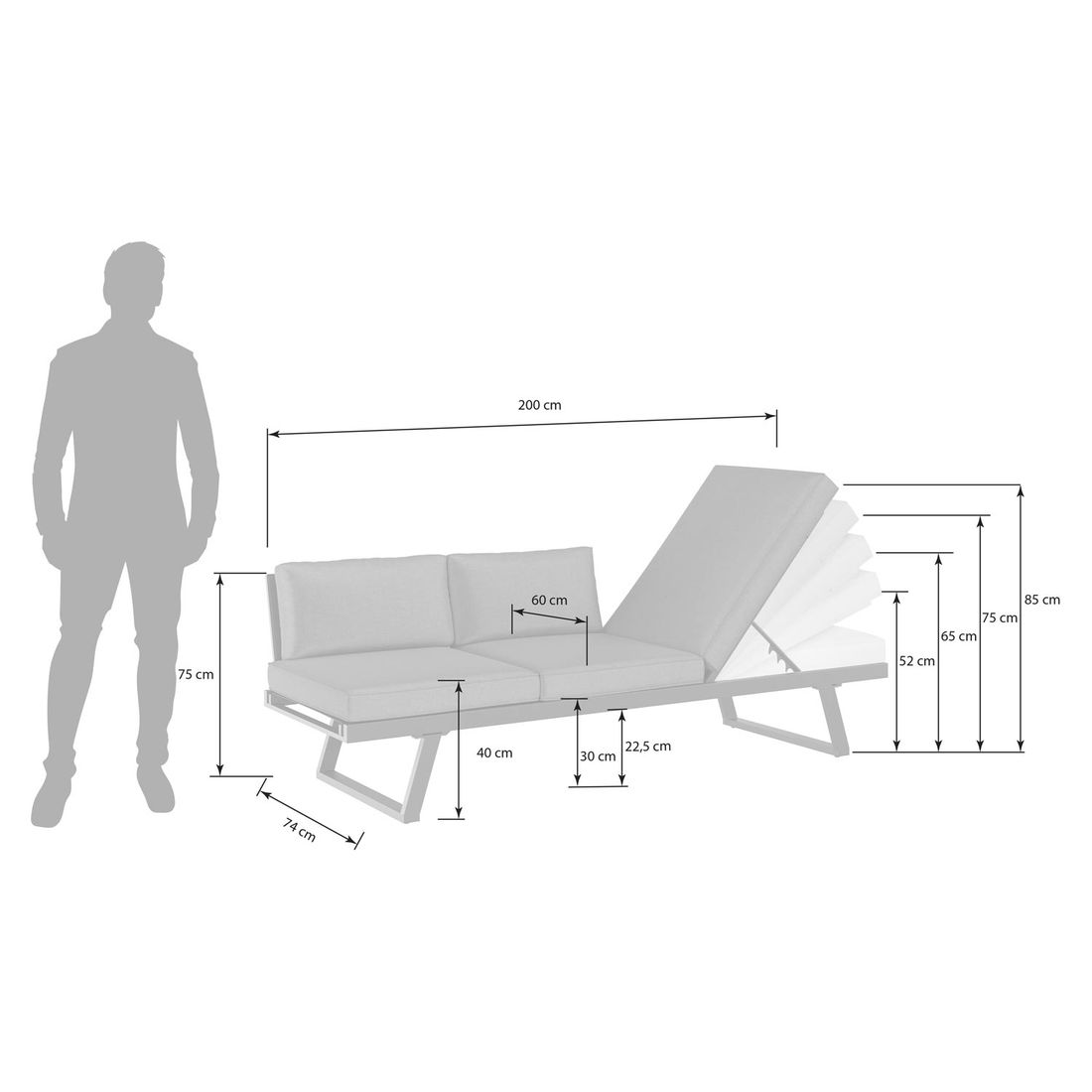 OUTLIV. Lucca Gartenloungesofa Aluminium/Polyester