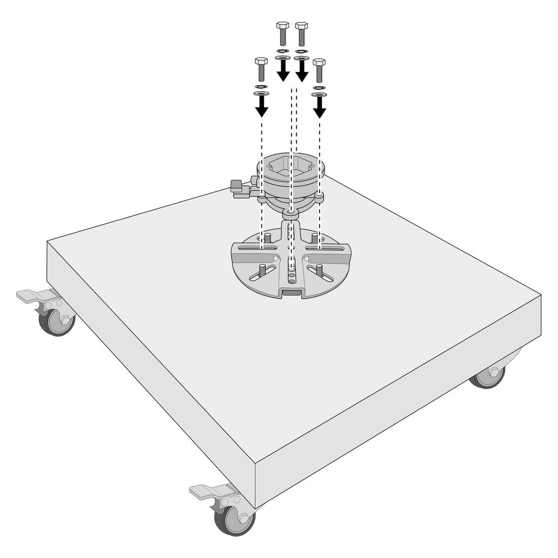 Adapterplatte Vario für Doppler/OUTLIV. Granitständer 140 kg - von LK120 auf LK58-170