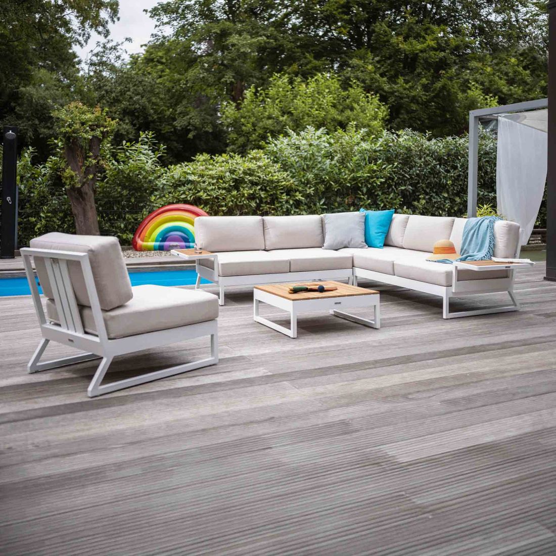Kettler Ocean Skid Platform Ecklounge inkl. Loungetisch Aluminium/Sunbrella
