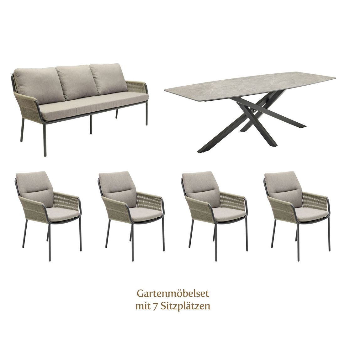 LC Garden Como Gartenmöbel-Set L (7 Plätze) Tisch 200x100cm