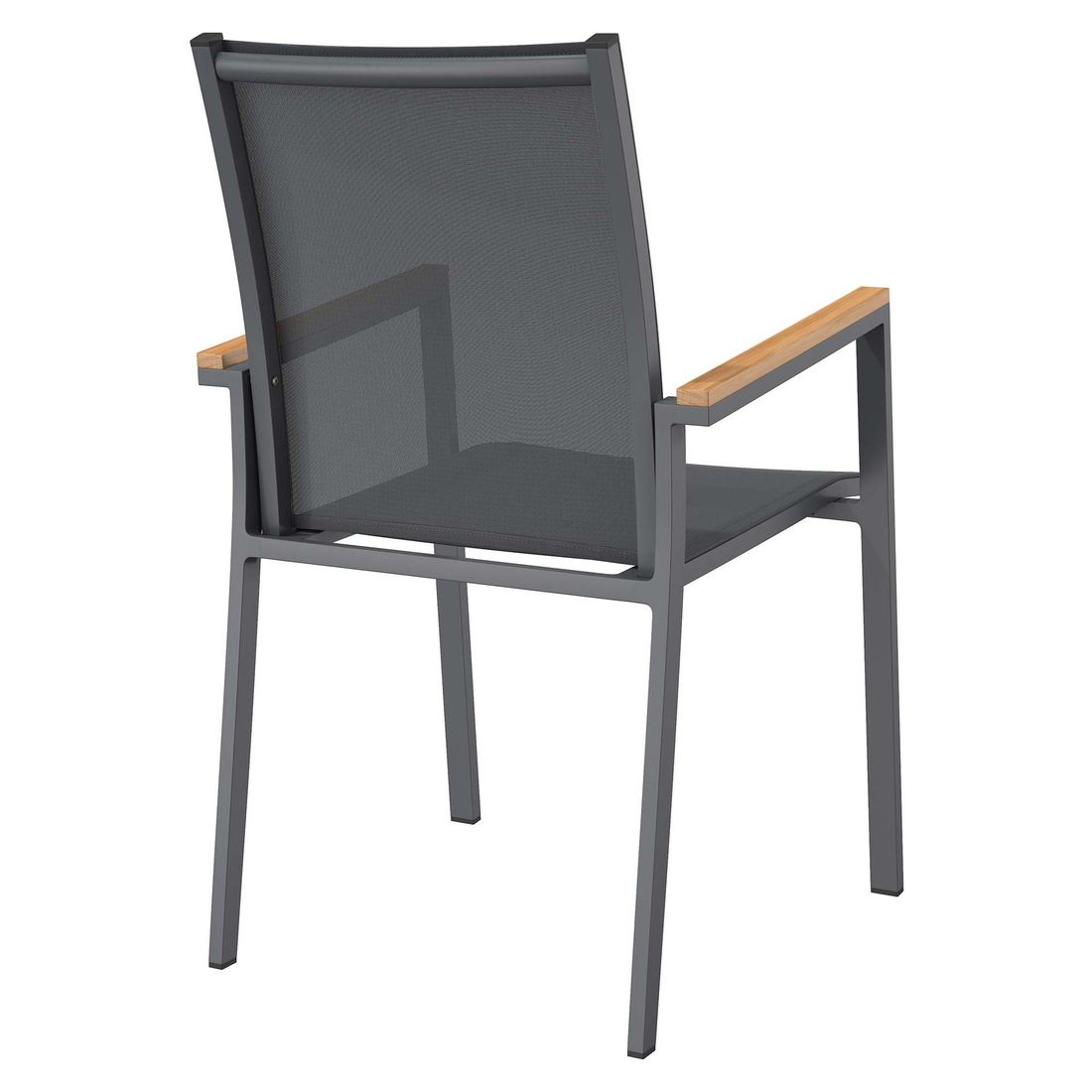 OUTLIV. Kobe Stapelsessel Aluminium/Textilene mit Teakarmlehnen