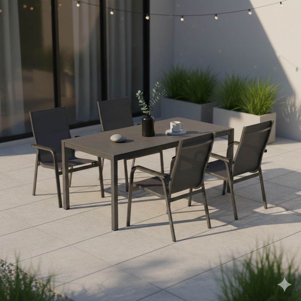 Kettler Basic+ Premium Gartenmöbel-Set M (4 Plätze) mit OUTLIV. Tisch 160x90cm