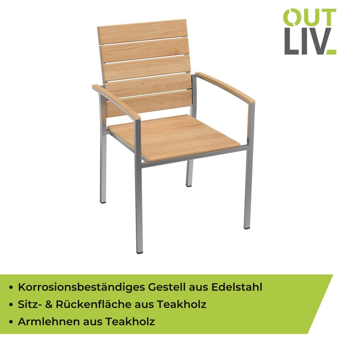 OUTLIV. Pamplona Stapelsessel Edelstahl/Teak