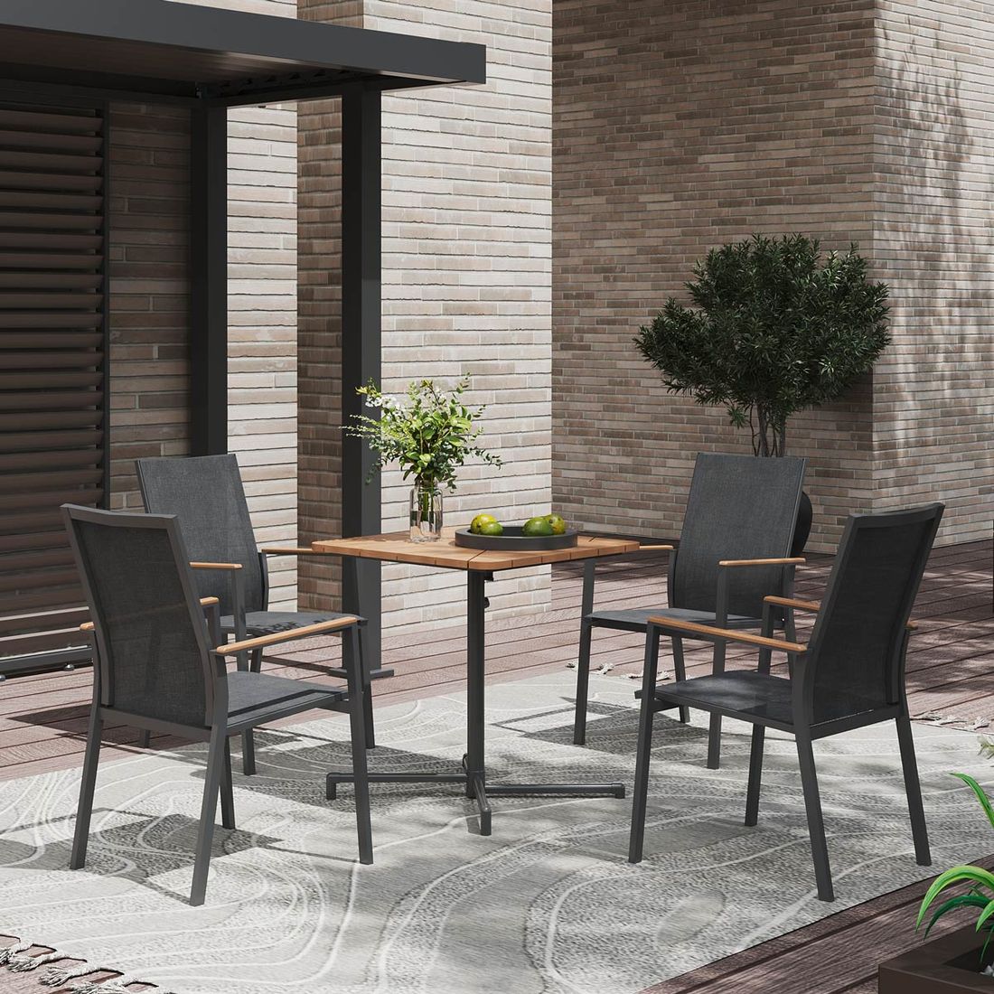 MWH Blomst Klapptisch 70x70cm Stahl/Teak
