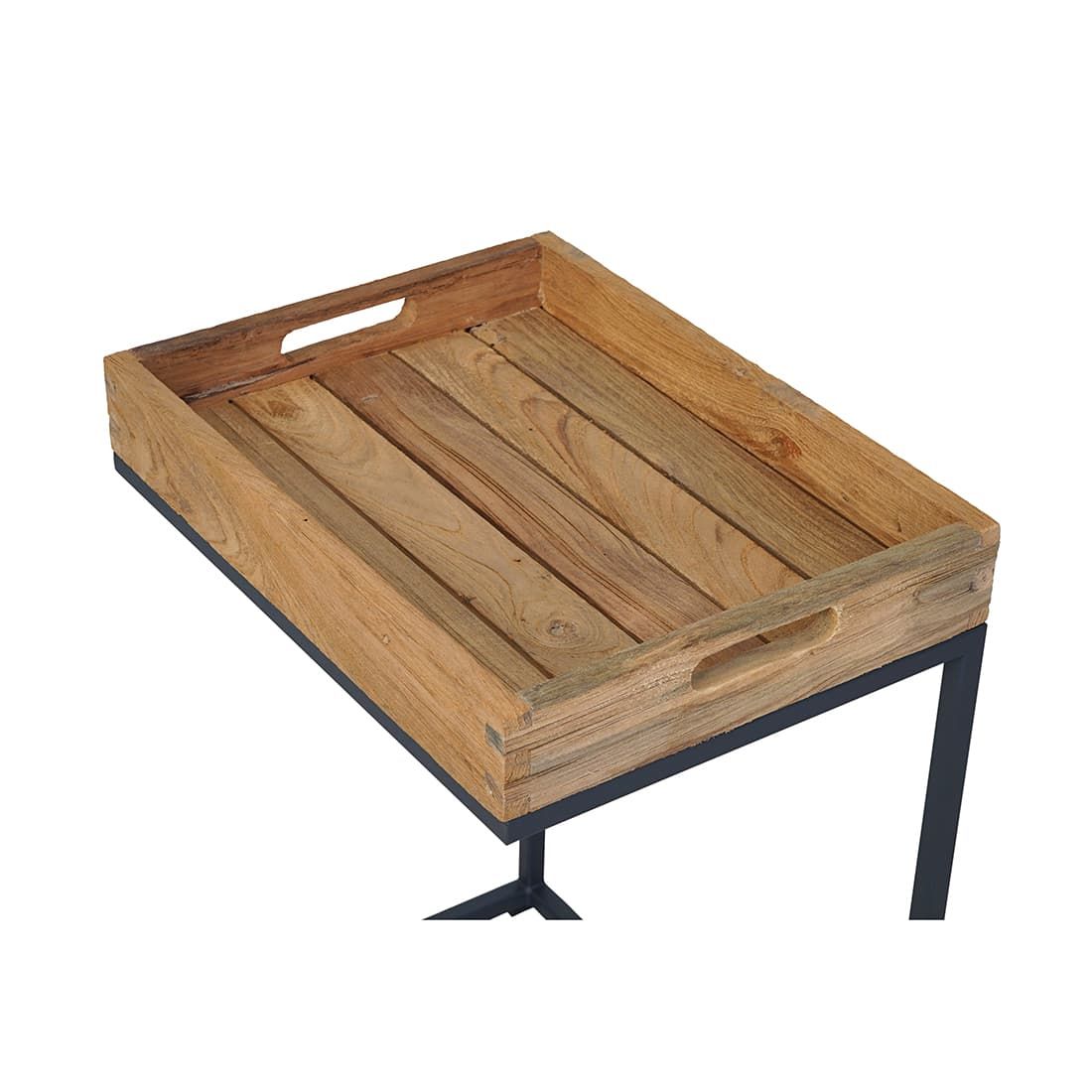 OUTLIV. Tray Beistelltisch 46x30cm Stahl/Teak Recycelt