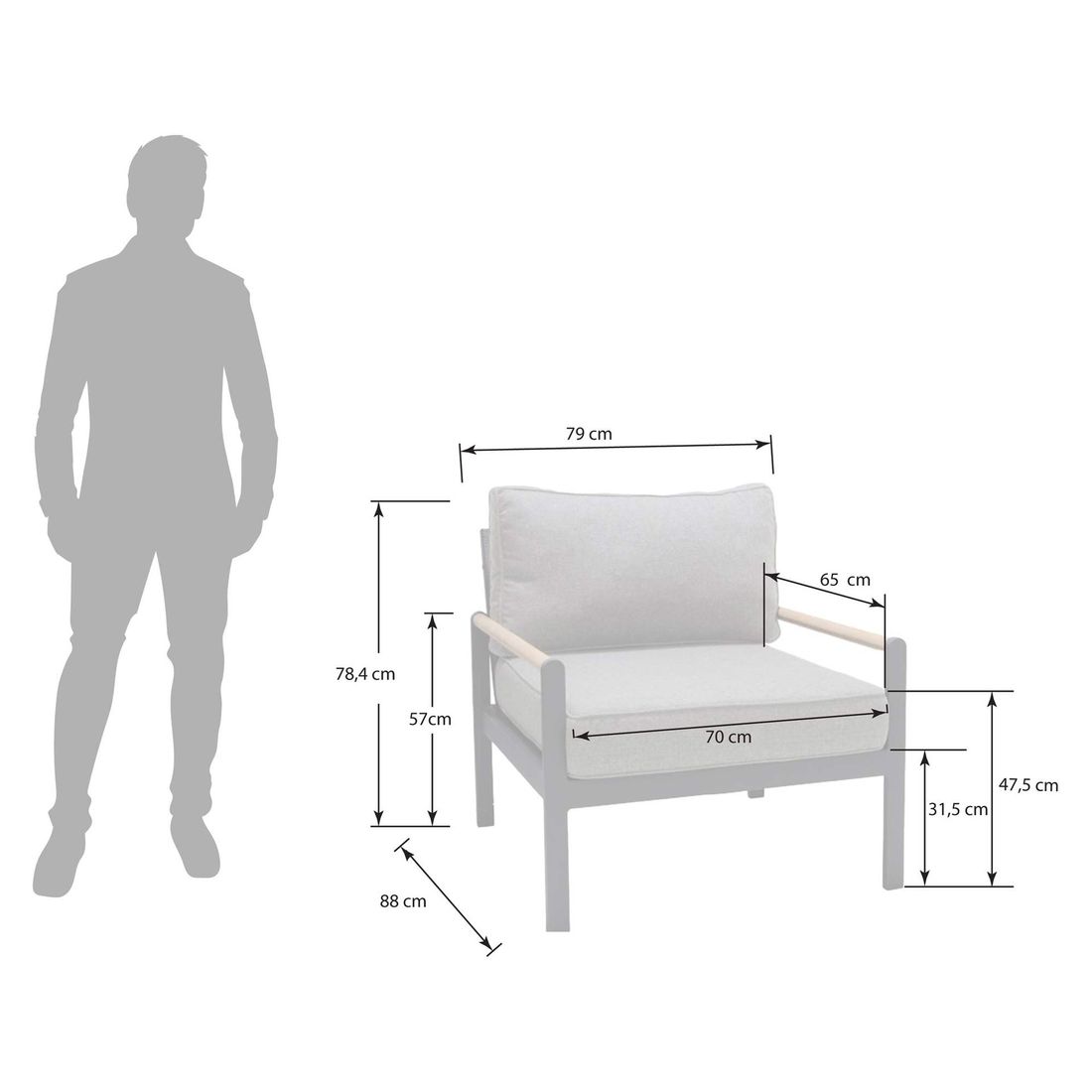 LifestyleGarden Amber Loungesessel Aluminium/Olefin