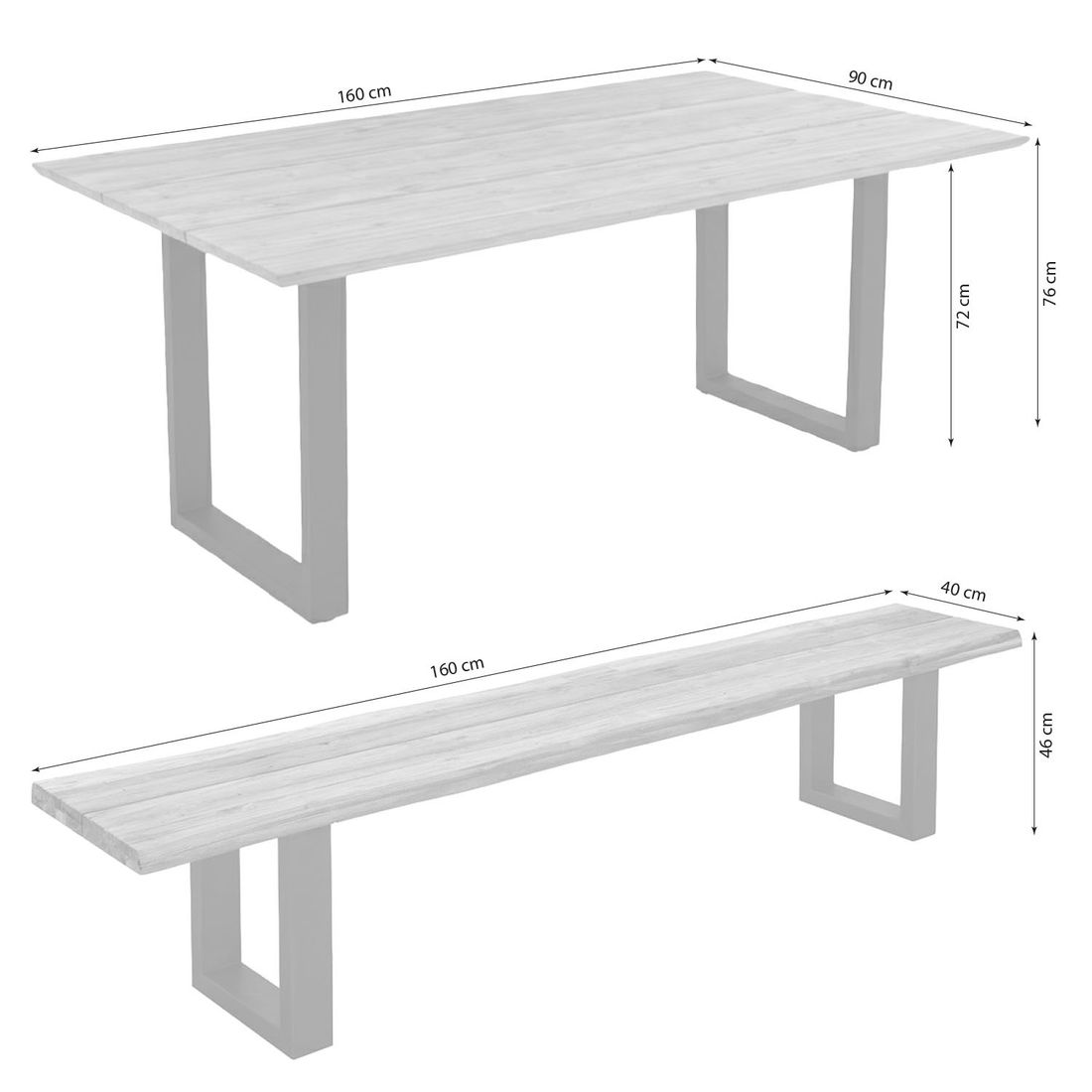 OUTLIV. Orlando Gartenmöbel-Set L (6 Plätze) Tisch 160x90cm