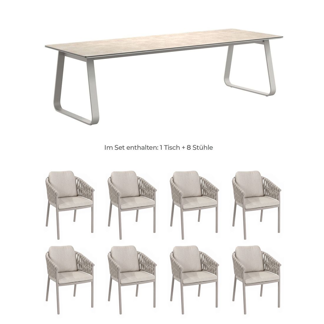 OUTLIV. Lara Gartenmöbel-Set XL (8 Plätze) Tisch 280x100cm