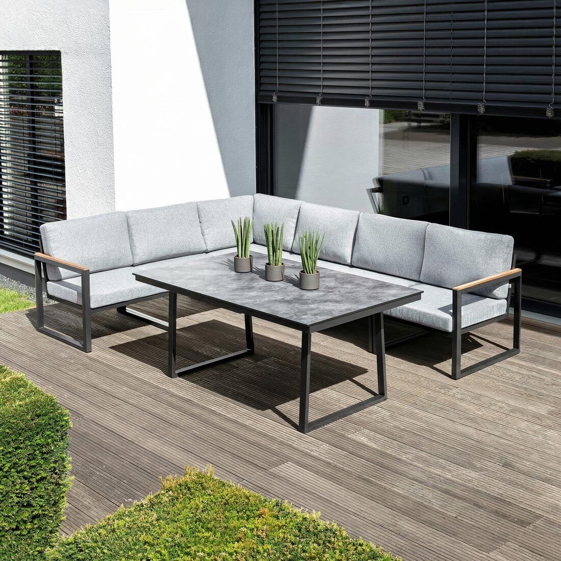 Kettler Ocean Skid Dininglounge Tisch 160x95cm Aluminium/Olefin