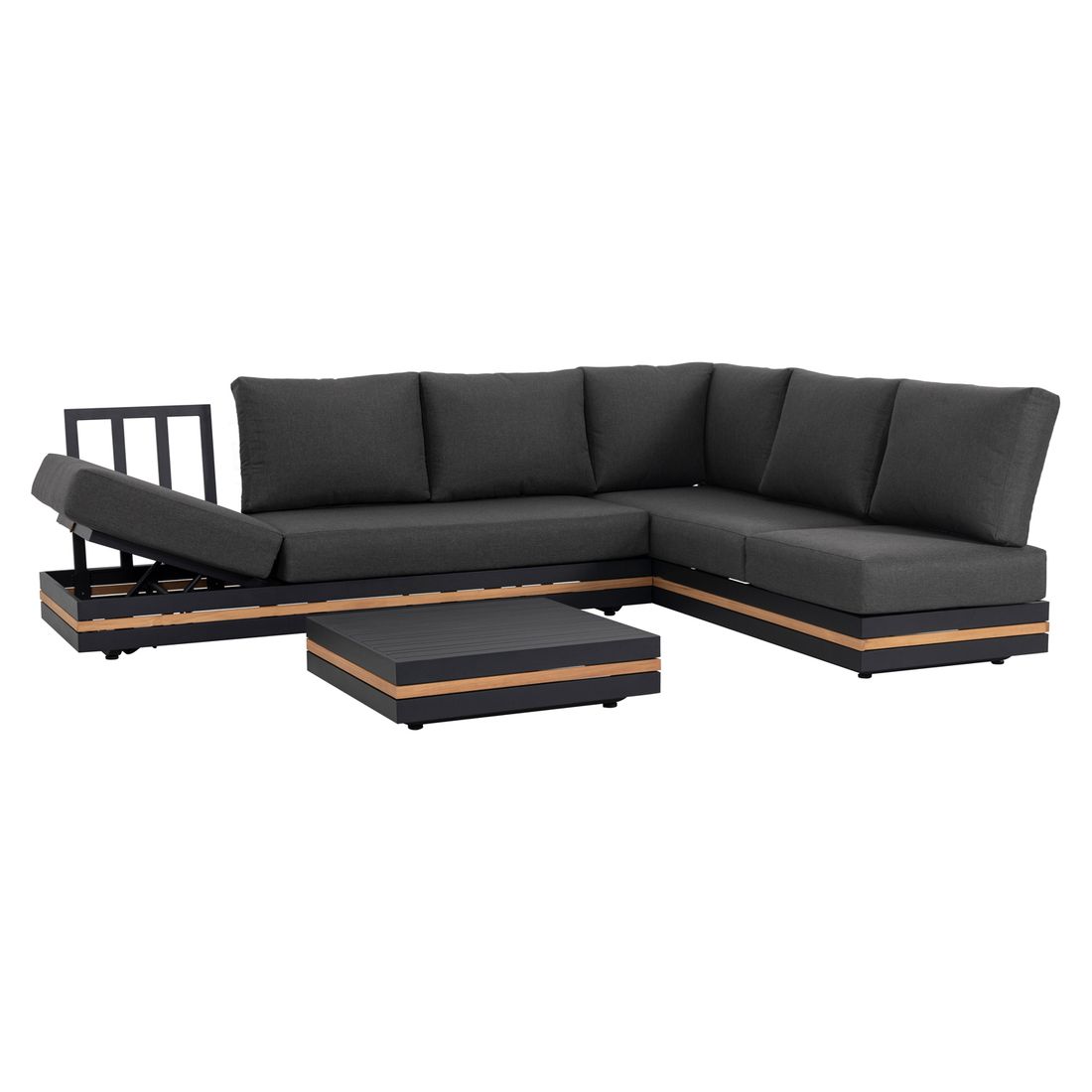 OUTLIV. Triest Ecklounge inkl. Loungetisch Aluminium/Teak/Spun Polyester