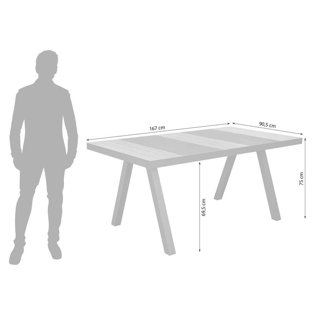 LC Garden Kumasi Gartentisch 167x90,5cm Aluminium/Teak/Keramik