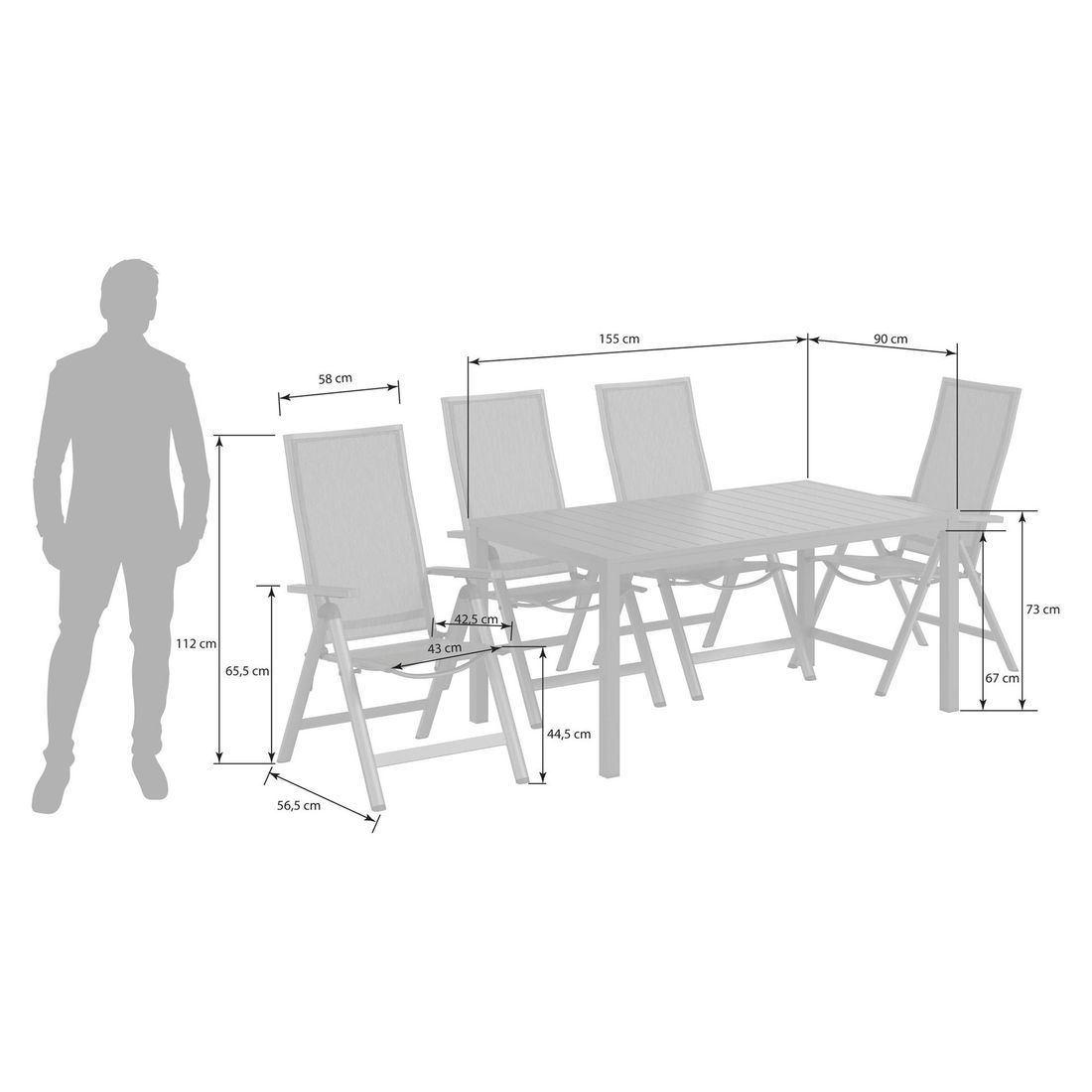 OUTLIV. Jacob Gartenmöbel-Set Tisch 155x90cm