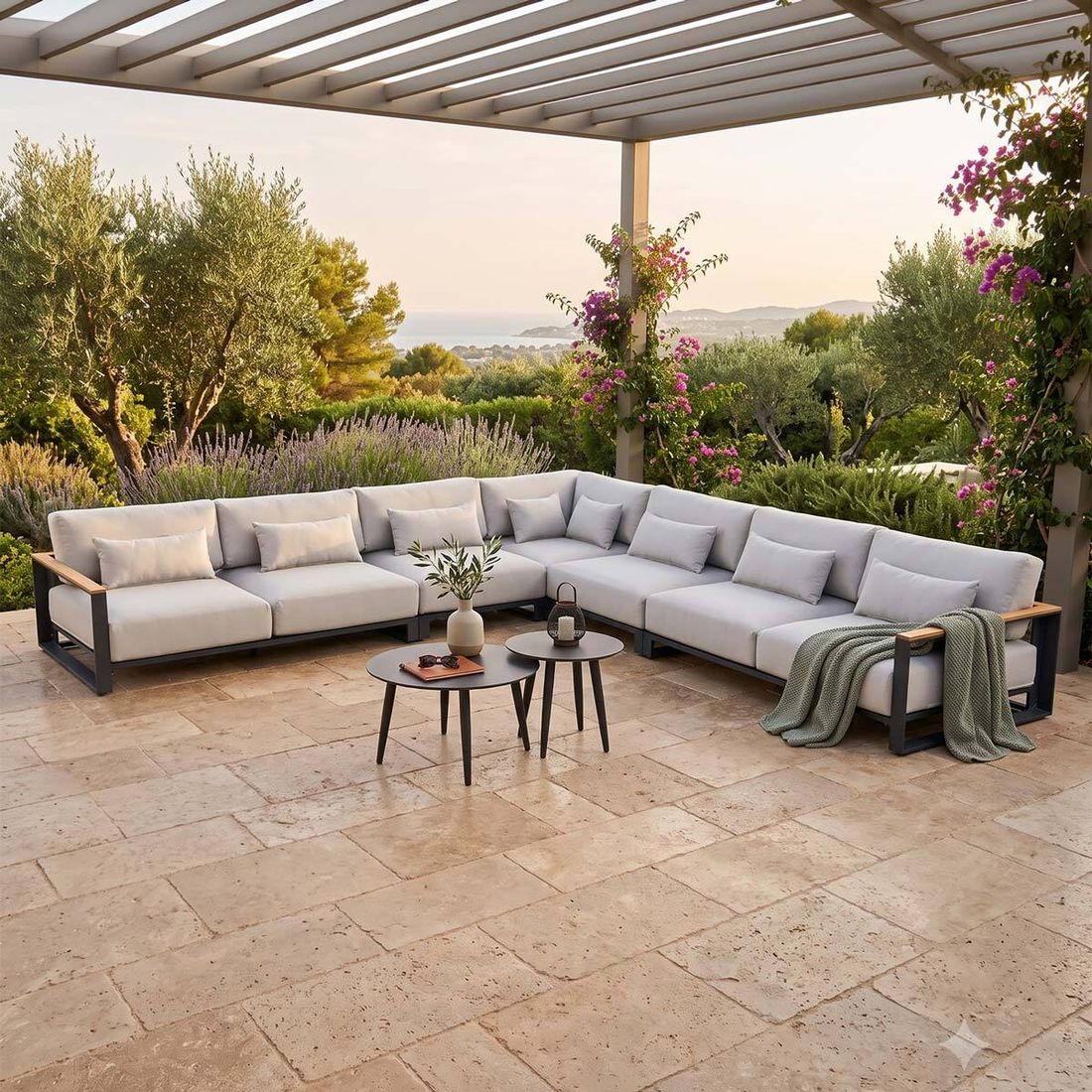 OUTLIV. Ravino Ecklounge inkl. Loungetische Aluminium/Olefin