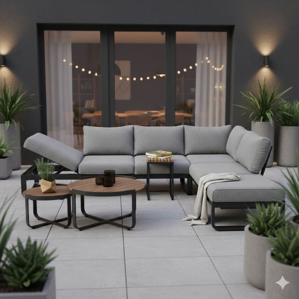 Zebra Fly Ecklounge inkl. Loungetische Aluminium/Olefin