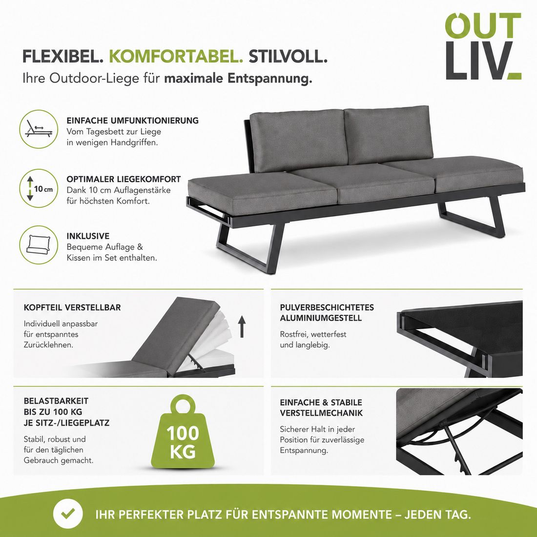 OUTLIV. Lucca Gartenloungesofa Aluminium/Polyester