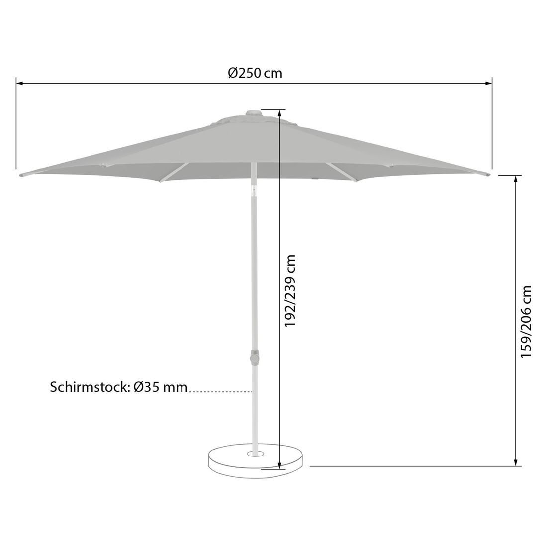 Suncomfort Pop Up Mittelstockschirm Ø250cm