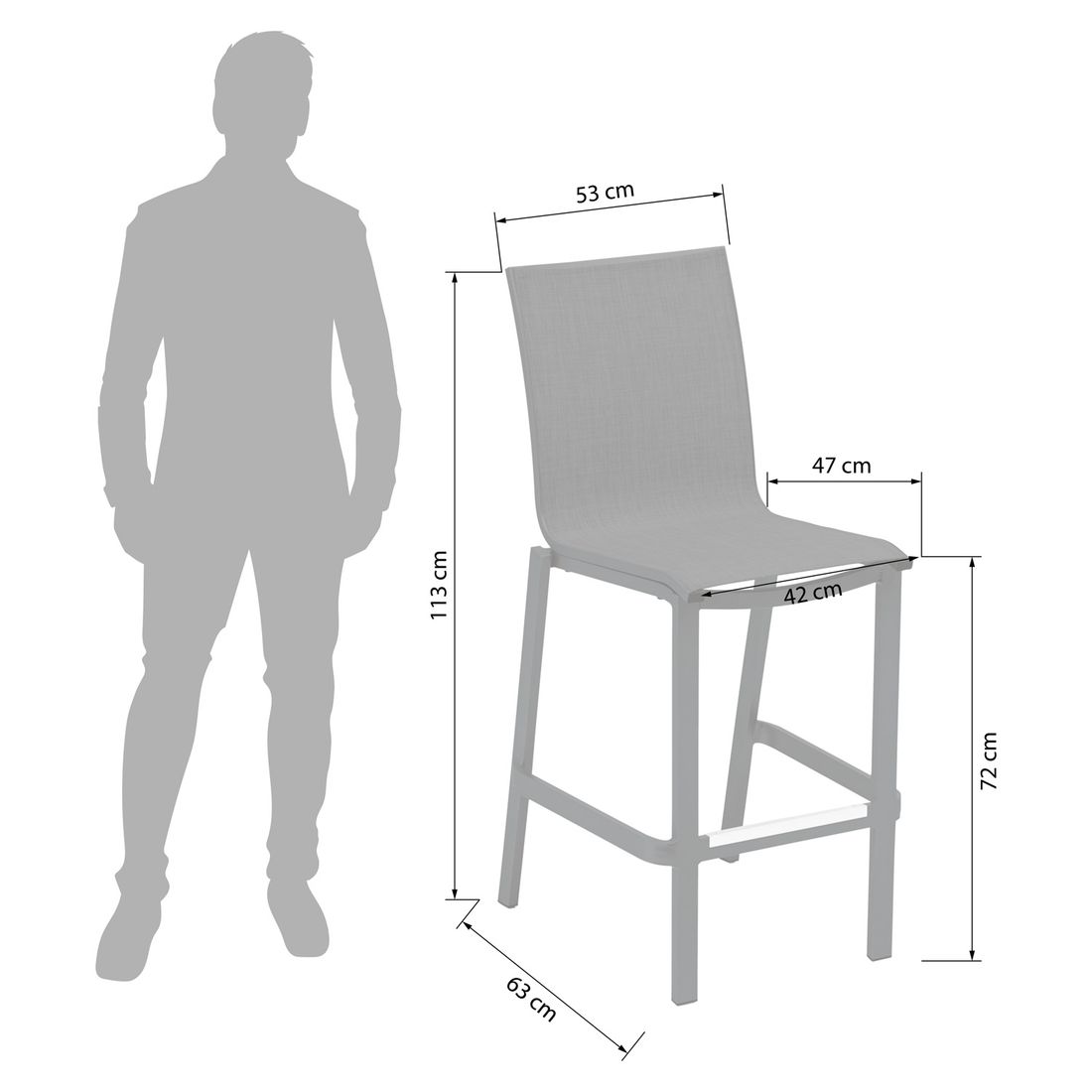 Kettler Rasmus Garten-Barstuhl Aluminium/Outdoorgewebe