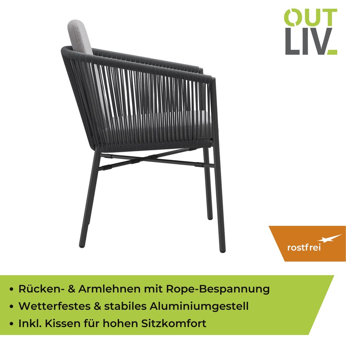 OUTLIV. Ohio Stapelsessel Aluminium/Kunstfaser