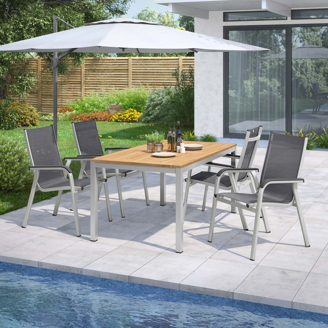 Kettler Basic Plus Gartenmöbel-Set 5-tlg. Tisch 160x90cm