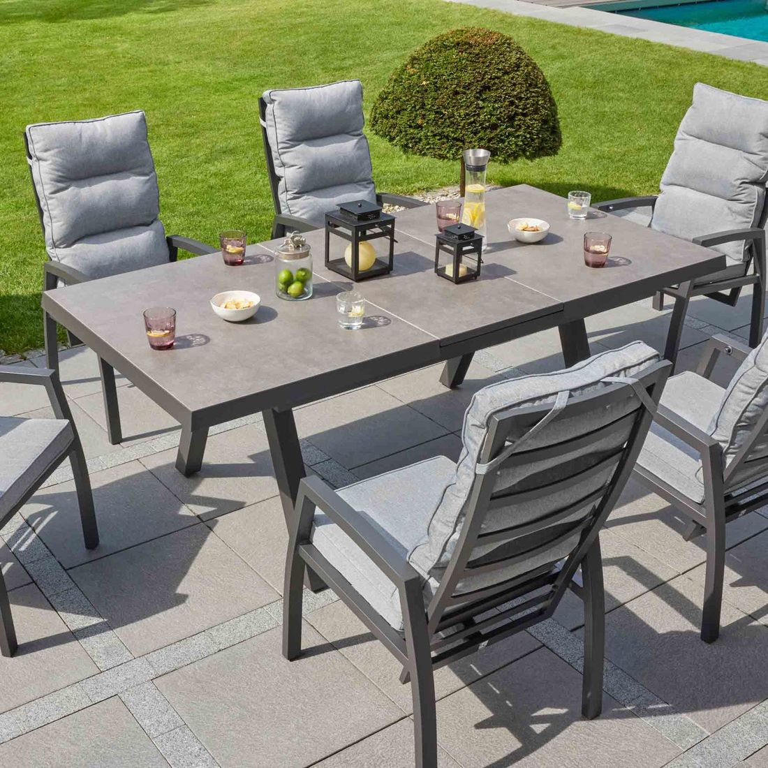 LC Garden Vivera-Stone Ausziehtisch 200/260x100cm Aluminium/Sinterstein