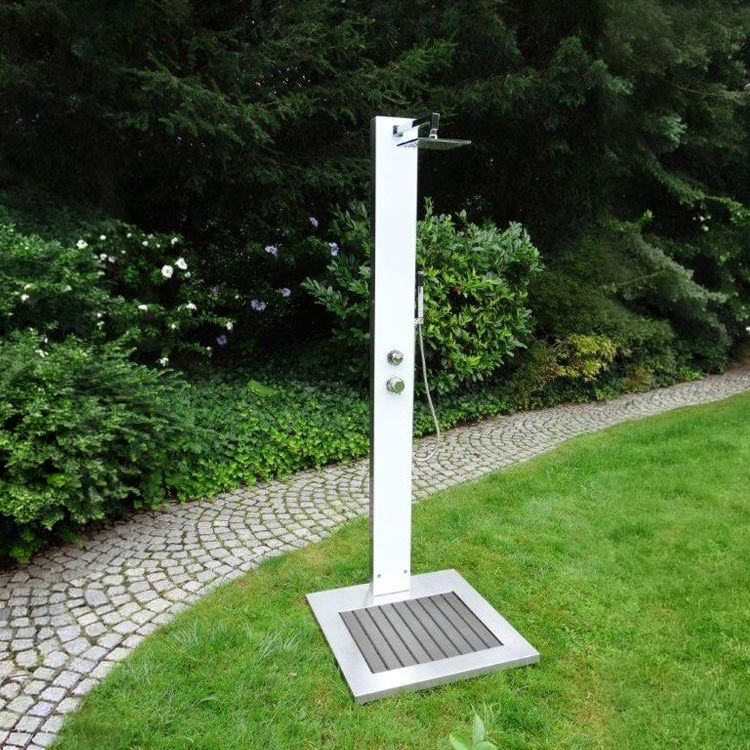 Ideal Tobago Gartendusche Warmwasser Edelstahl/WPC/Glas