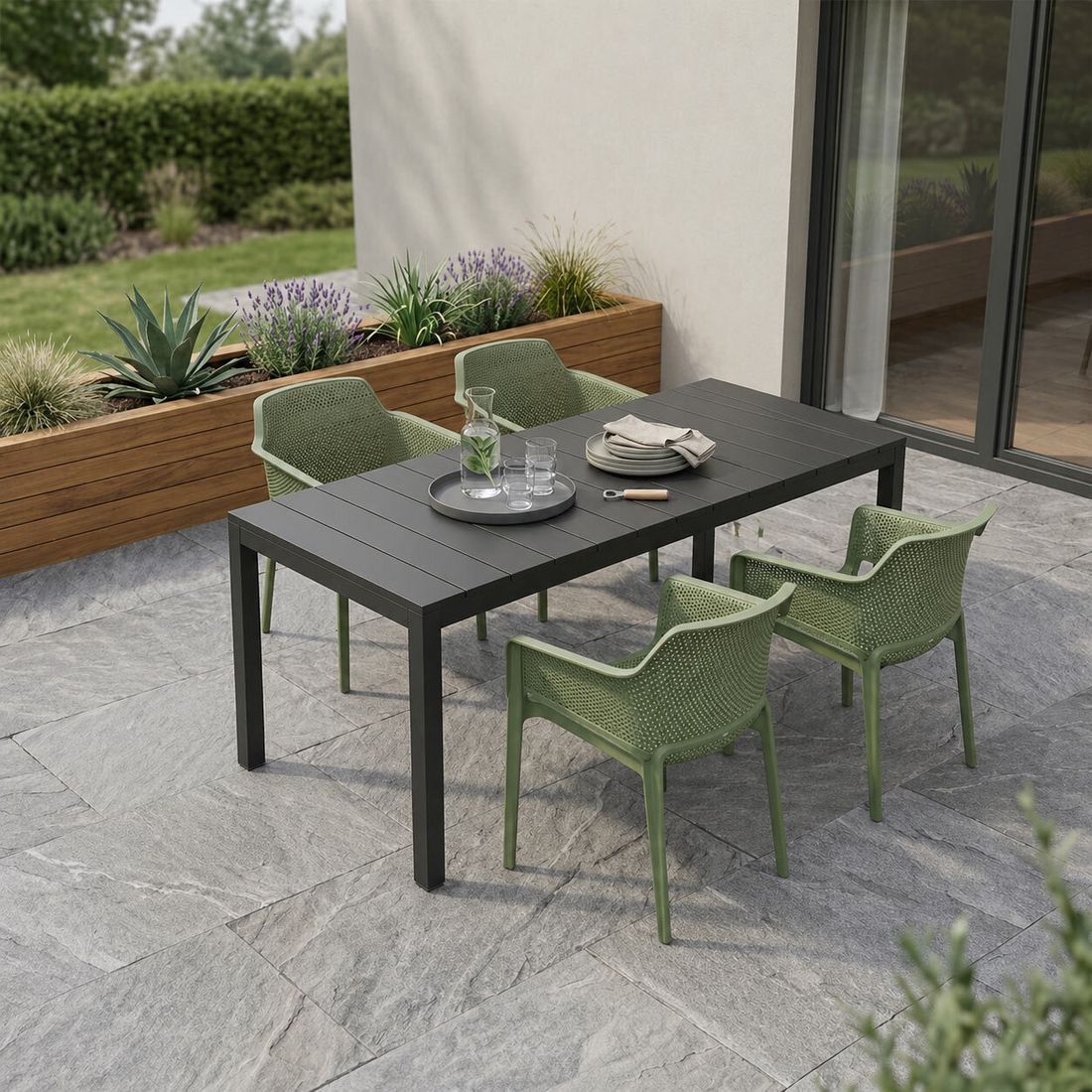 Nardi Net Gartenmöbel-Set M (4 Plätze) Tisch 140/210x85cm