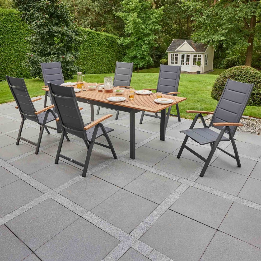 LC Garden Unicamo Gartenmöbel-Set L (6 Plätze) Tisch 180/240x90cm