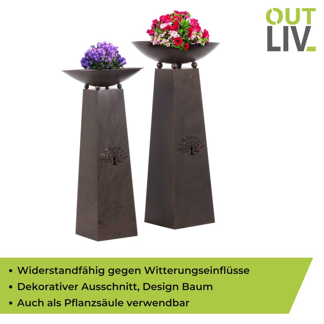 OUTLIV. Tracy Feuer-/Pflanzsäule 2er-Set Eisen