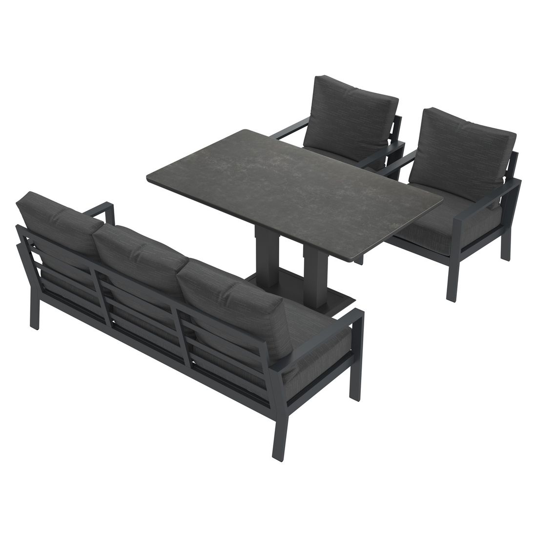 OUTLIV. Atlanta Low Dining Loungeset inkl. Lifttisch Aluminium/Olefin