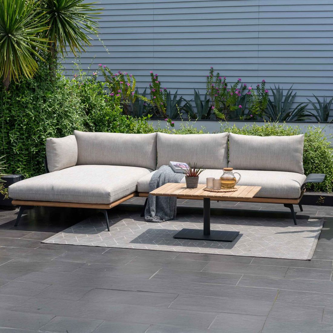 LifestyleGarden Pearl Ecklounge inkl. Loungetisch Aluminium/Teak/Olefin