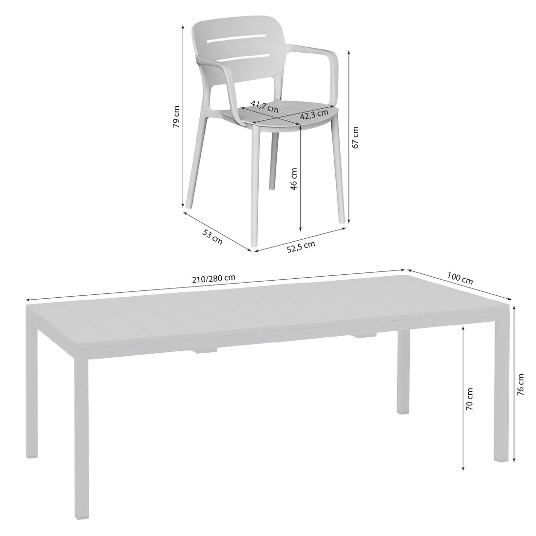 OUTLIV. Vivien Gartenmöbel-Set XL (8 Plätze) mit Nardi Tisch 210/280x100cm