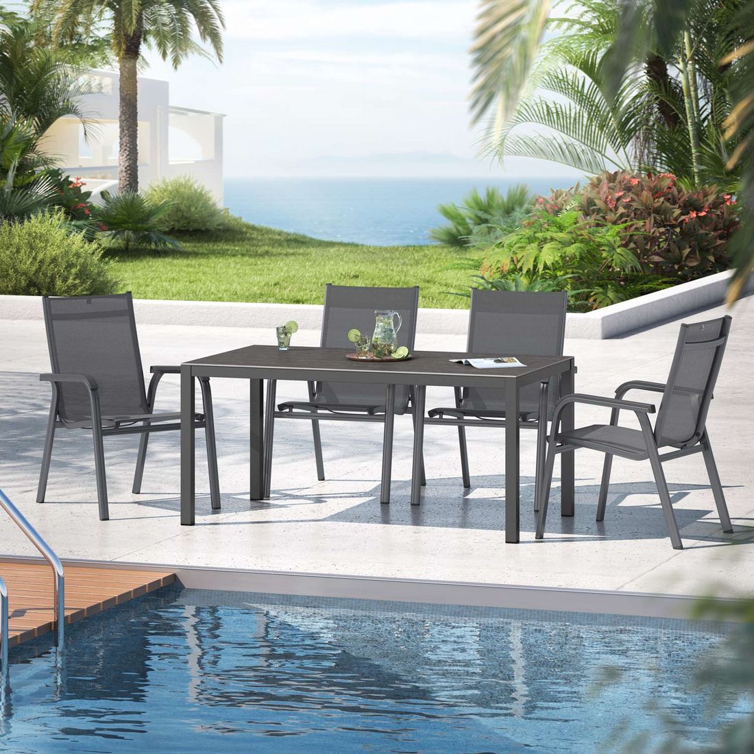 Kettler Basic Plus Gartenmöbel-Set 5-tlg.+Tisch 160x90cm