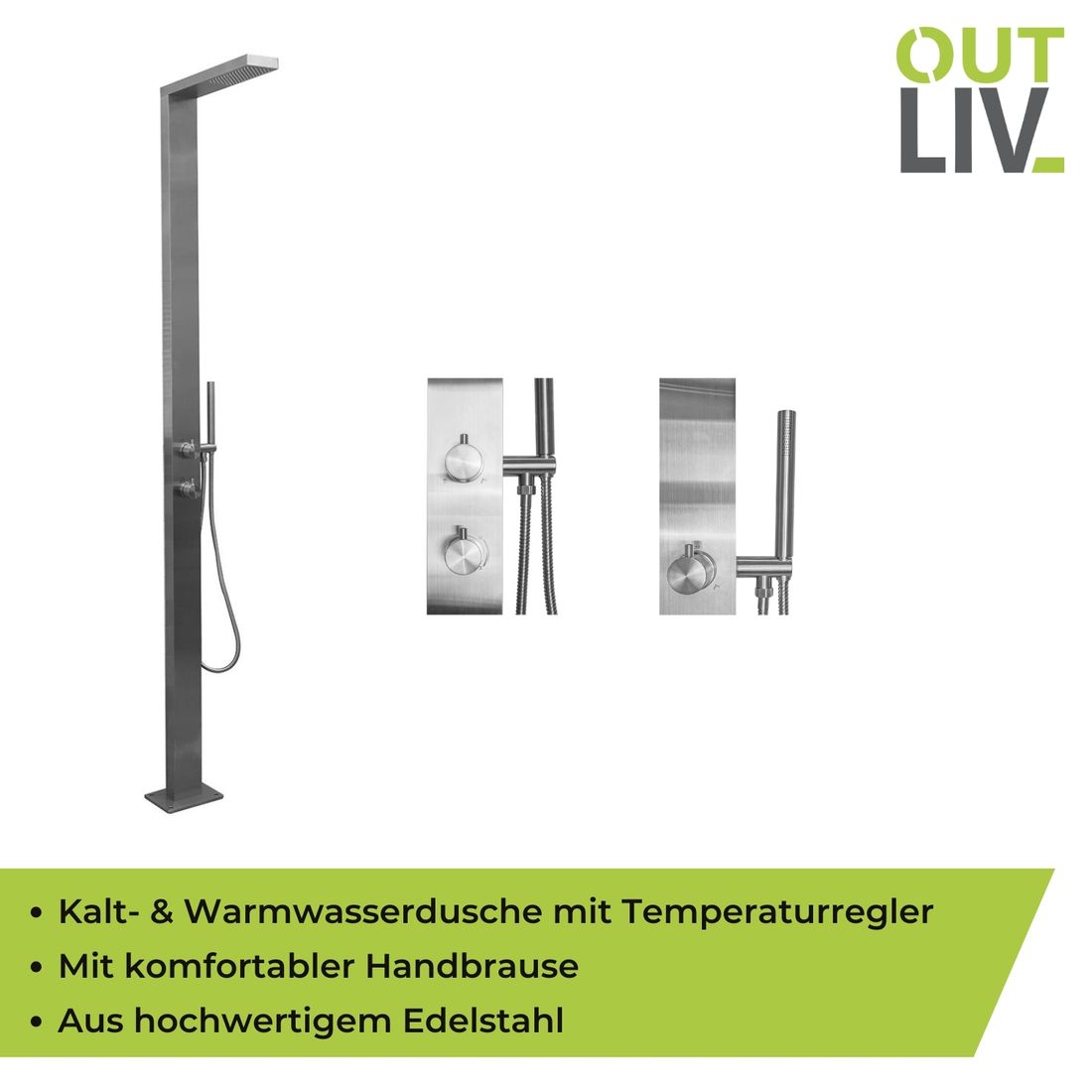 OUTLIV. Rimini Gartendusche Warmwasser Edelstahl