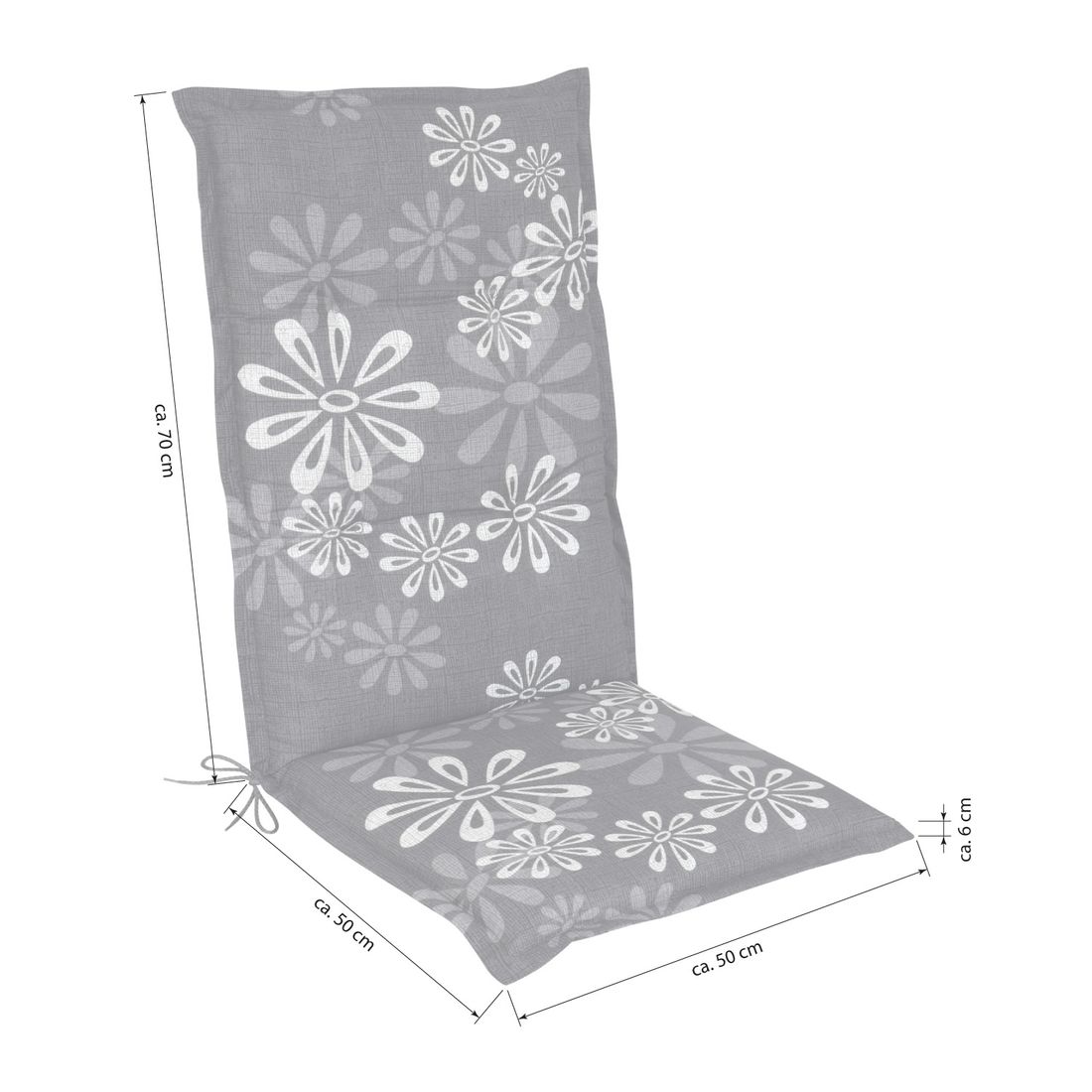 KETTtex Florence Gartenstuhlauflage Hochlehner 50x120cm Mischgewebe