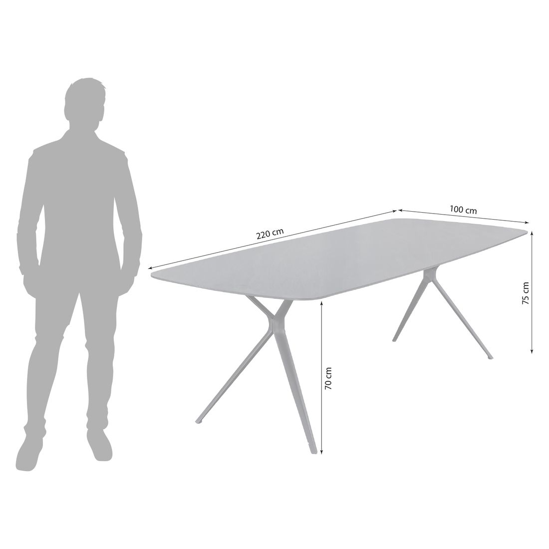 Interliving 7012 Gartentisch 220x100cm Aluminium/Sinterstein