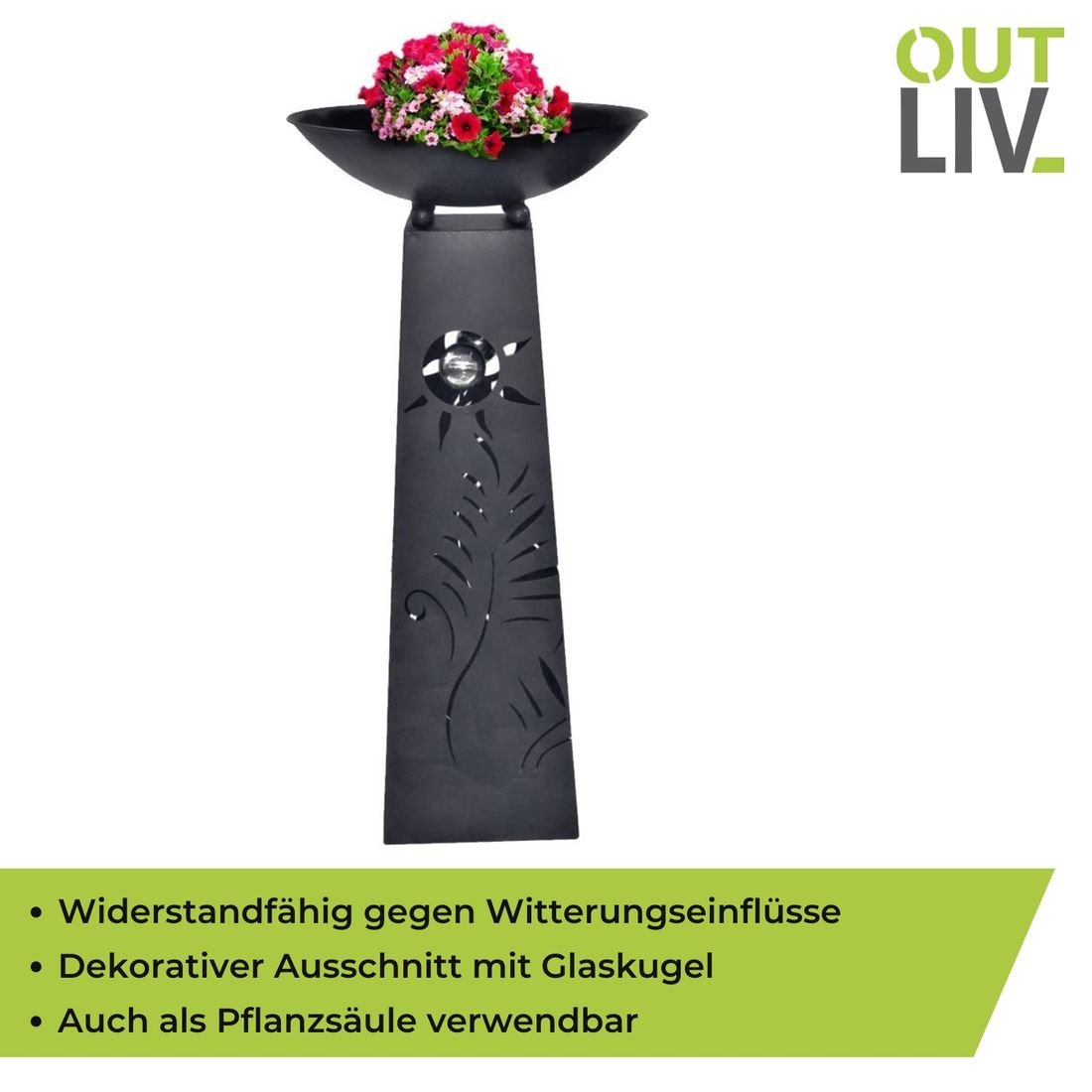 OUTLIV. Feuer-/Pflanzsäule 58x58x117cm Eisen