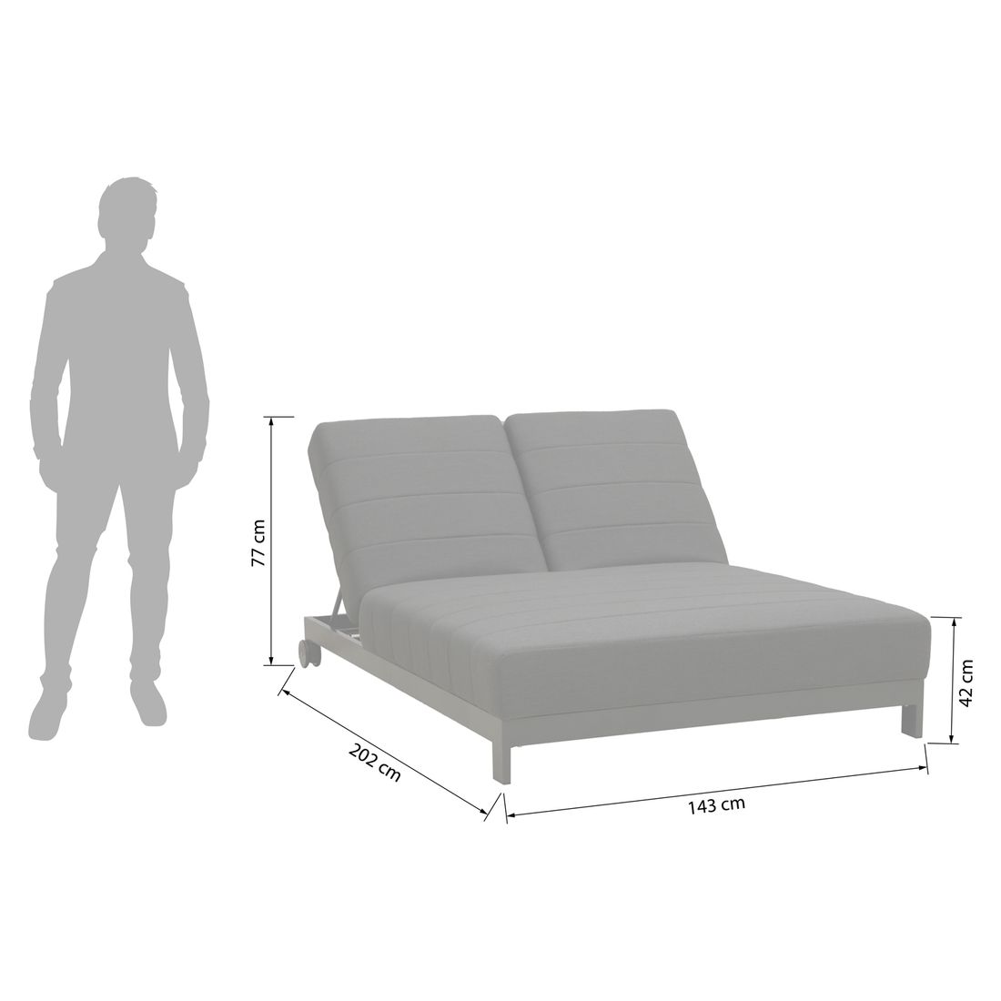 OUTLIV. Miami Doppelliege verstellbar Aluminium/Sunbrella