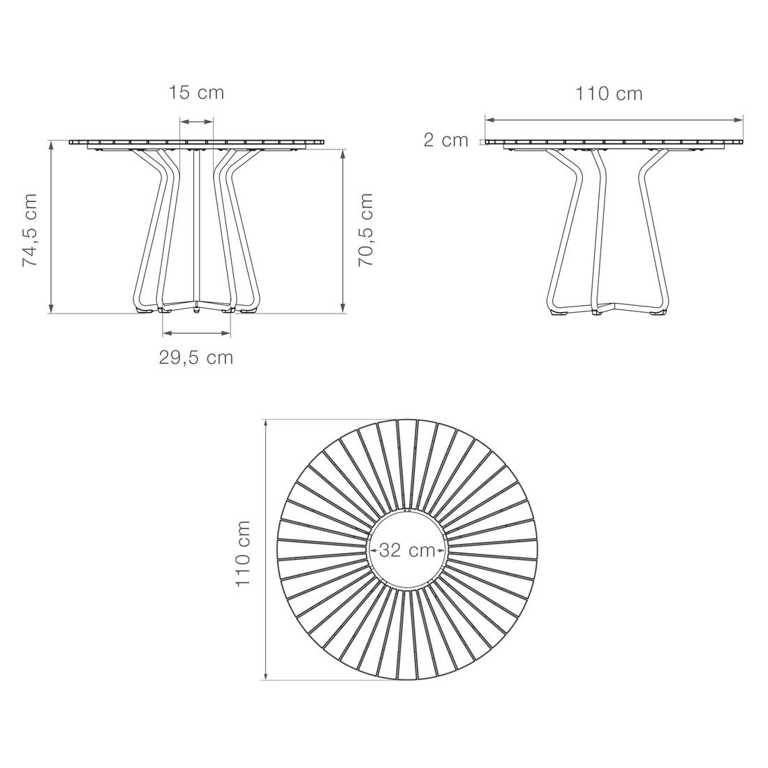HOUE Circle Gartentisch Aluminium/Bambus