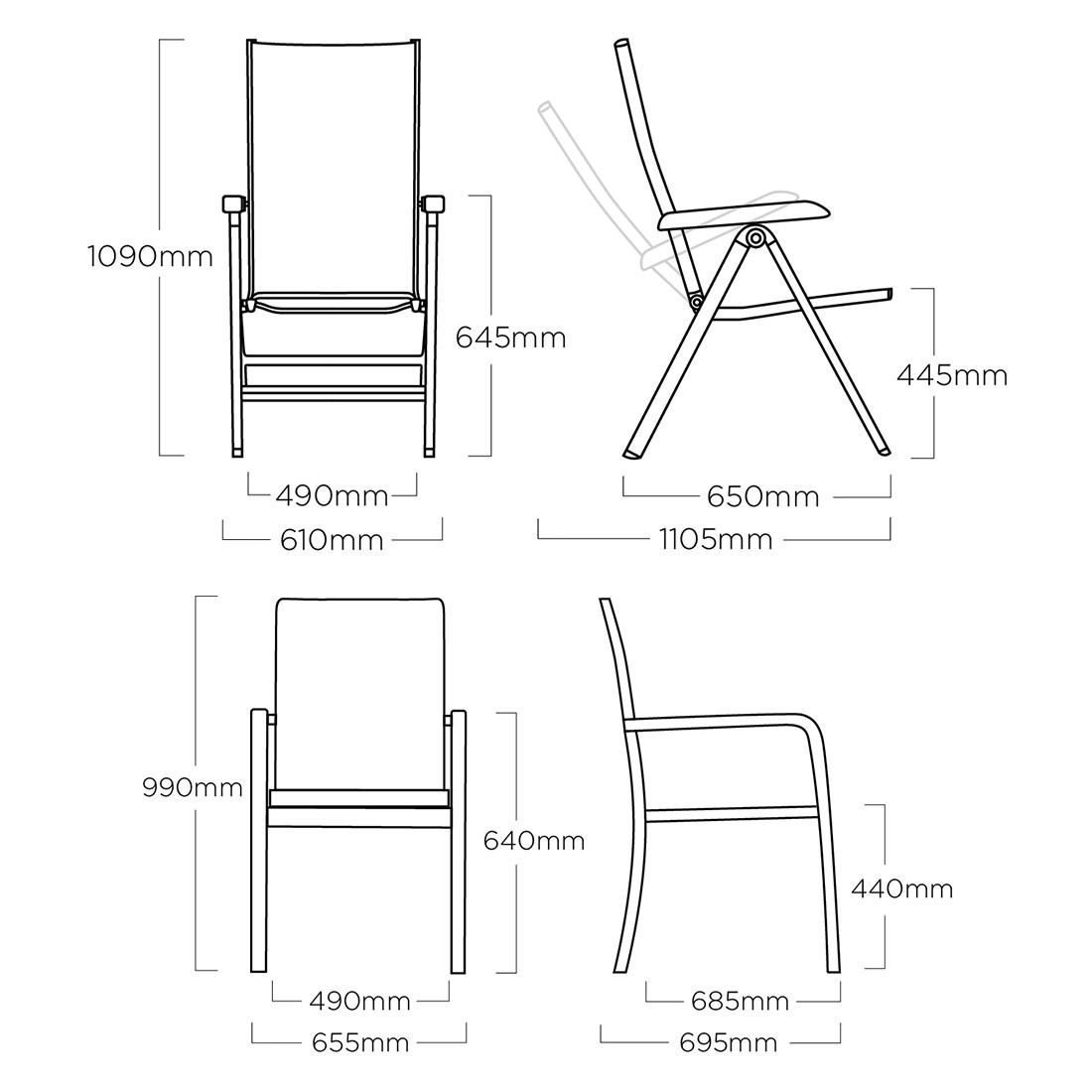 Kettler Basic Plus Gartenmöbel-Set L (6 Plätze) Tisch 180x95cm