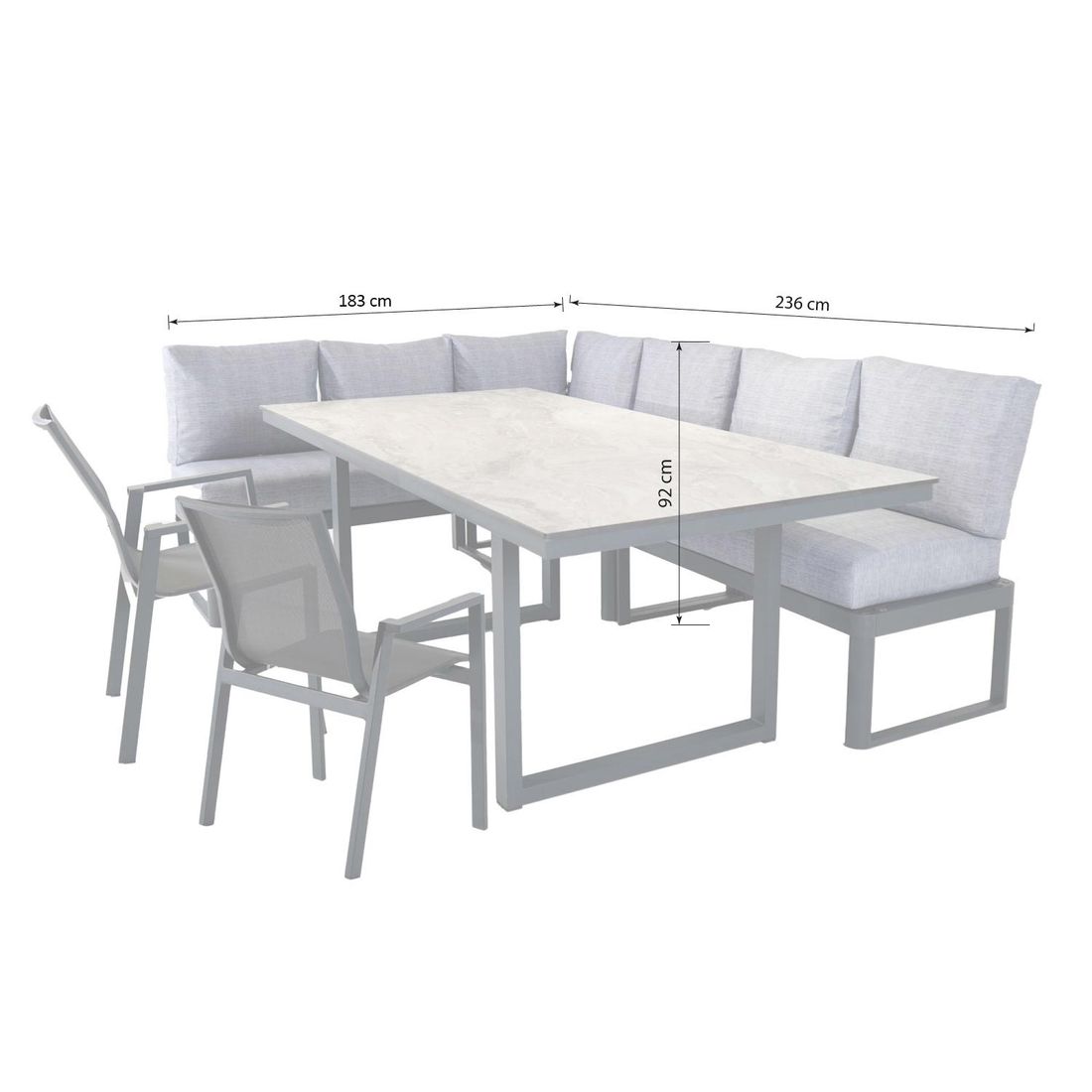OUTLIV. Pandora Gartenmöbel-Set L (7 Plätze) Tisch 200x100cm