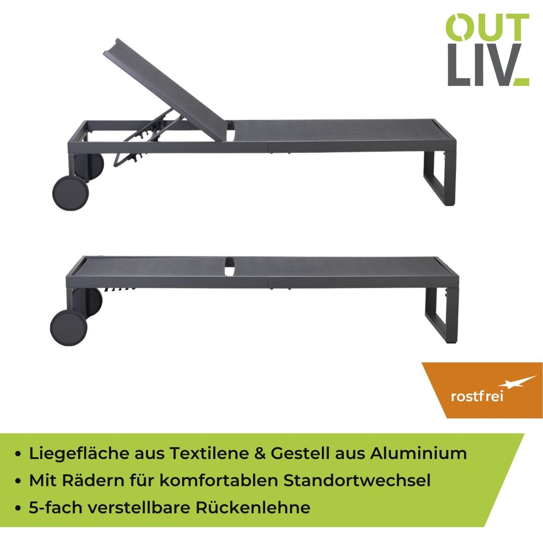 OUTLIV. Florenz Rollliege Aluminium/Textilene